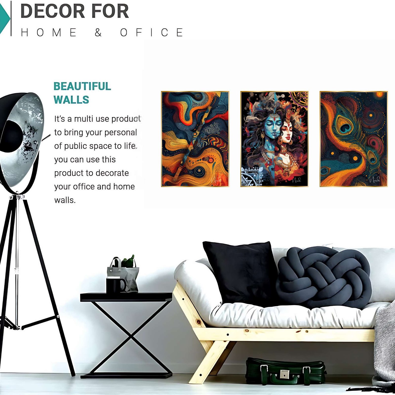 Set of Three Wall Paintings for Wall Dacoration Golden Framed Wall Paintings for Living Room & Bedroom Wall Art for Home Decoration & Office Wall Décor (18x12 inch CH-GD3-5) - Image 2