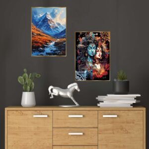 Set of Two Wall Paintings for Wall Dacoration Golden Framed Wall Paintings for Living Room & Bedroom Wall Art for Home Decoration & Office Wall Décor (14x11 inch CH-GD2-9)