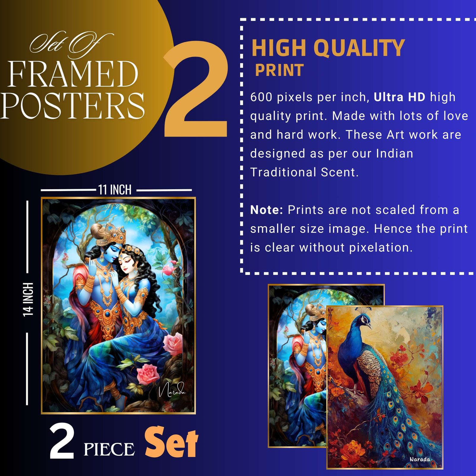 Set of Two Wall Paintings for Wall Dacoration Golden Framed Wall Paintings for Living Room & Bedroom Wall Art for Home Decoration & Office Wall Décor (14x11 inch CH-GD2-5) - Image 3